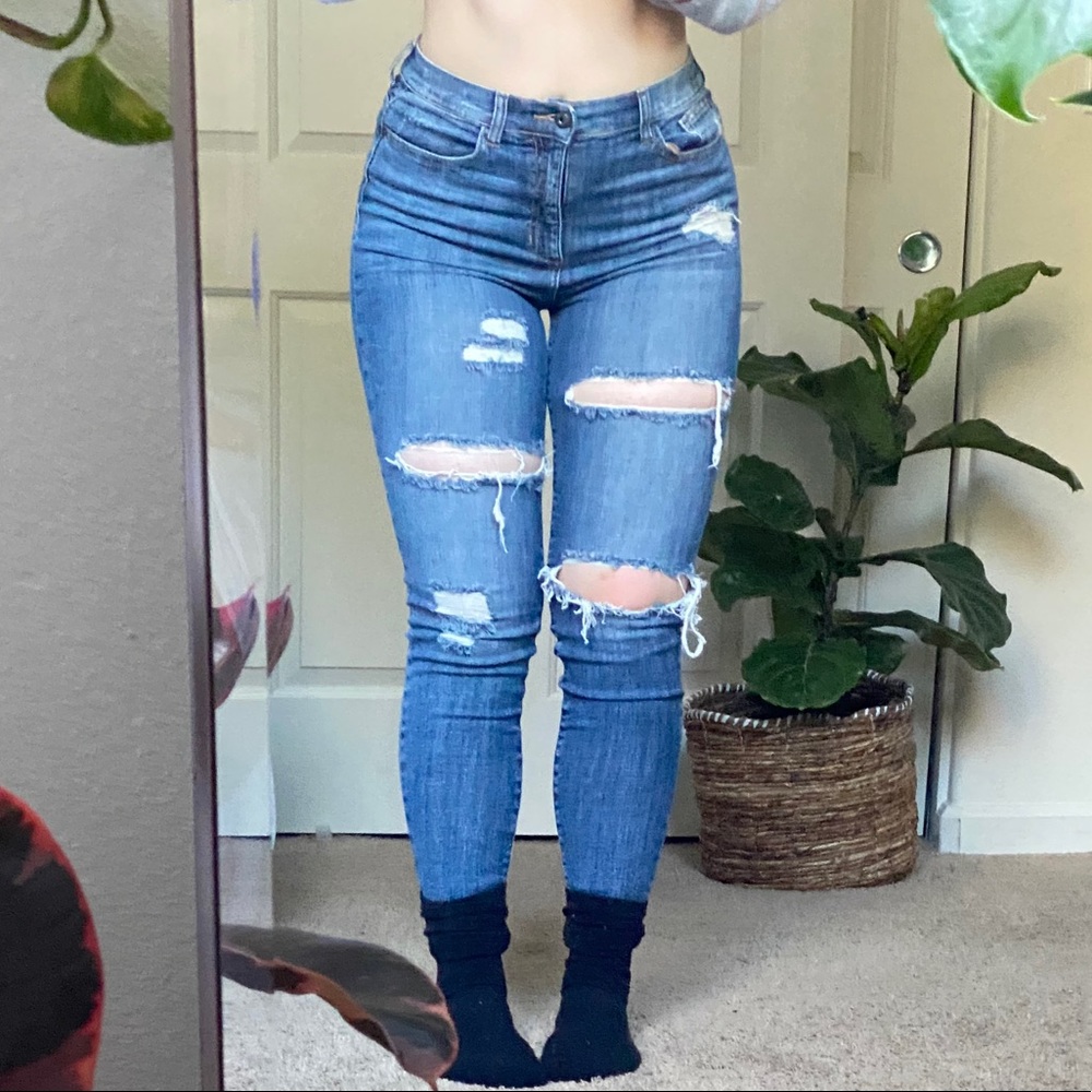 Fashion Nova Distressed Skinny High Waisted Jeans